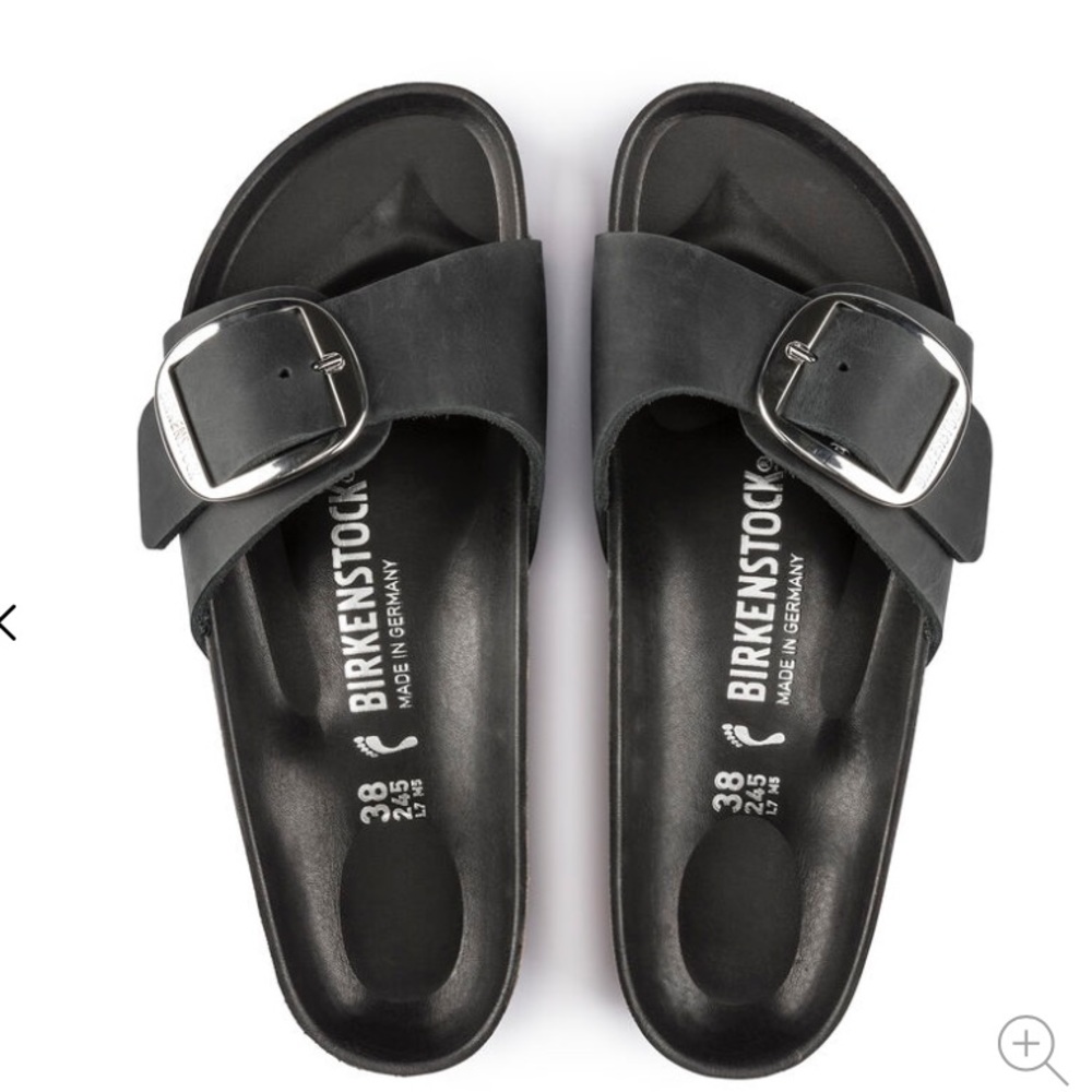 New, never worn: Women’s size 41 black Madrid Birkenstock sandals